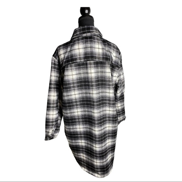 H&M Shacket Long Shirt Jacket Black and White Plaid Bloggers Favorite SMALL BNWT - Picture 5 of 9